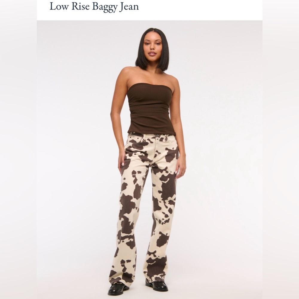 AF Brown and Cream Cow Print Baggy Jeans